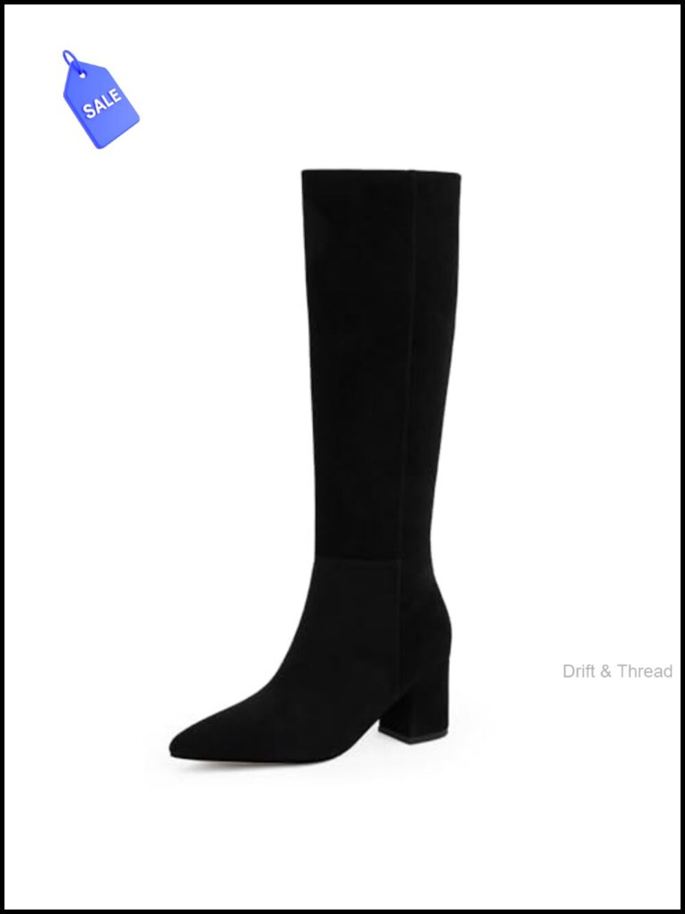 Womens Knee High Boots Chunky Low Heel Pointed Toe Tall Boots
